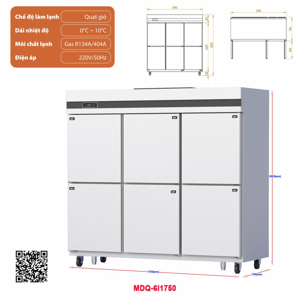 Tủ mát đứng 6 cánh MDQ-6I1750