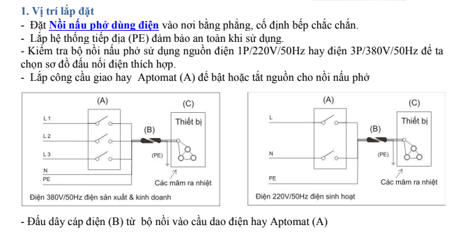 hướng dẫn lắp đặt nồi phở