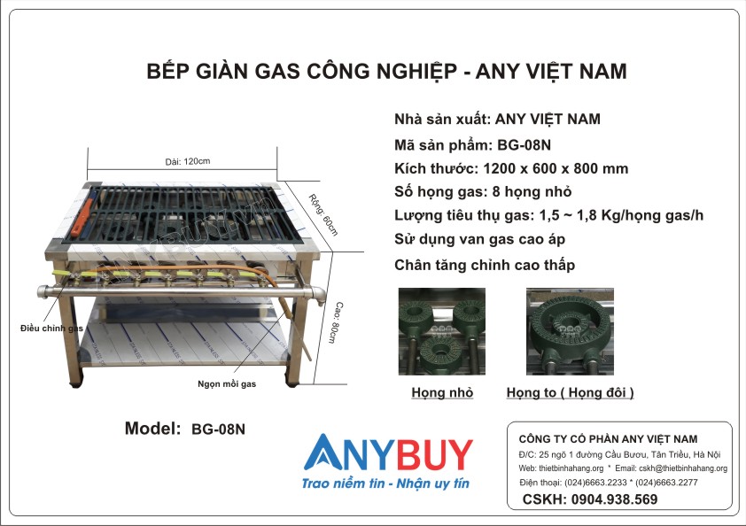 Bếp hàn quốc 8 họng nhỏ
