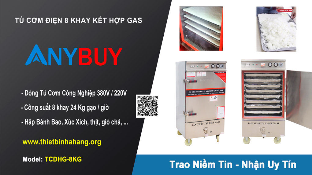 Video Tủ Cơm Điện 8 Khay Kết Hợp Gas