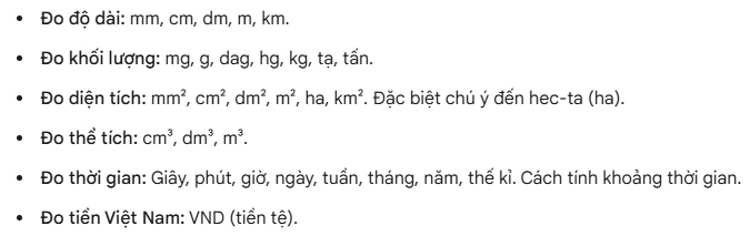 Đại lượng và Đo lường Đại lượng và Đo lường