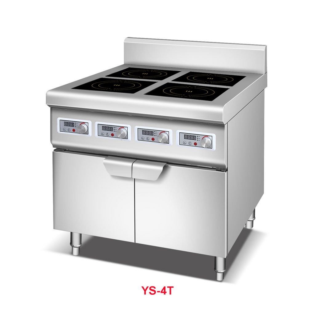 Bếp Từ Công Nghiệp YS-4T là một trong mẫu Bếp Từ Công Nghiệp hay còn gọi bếp âu dùng điện thương hiệu YueShun, kích thước 750x800x800/120mm, sử dụng điện áp 380V, công suất 3.5kW*4 Bếp Từ Công Nghiệp YS-4T