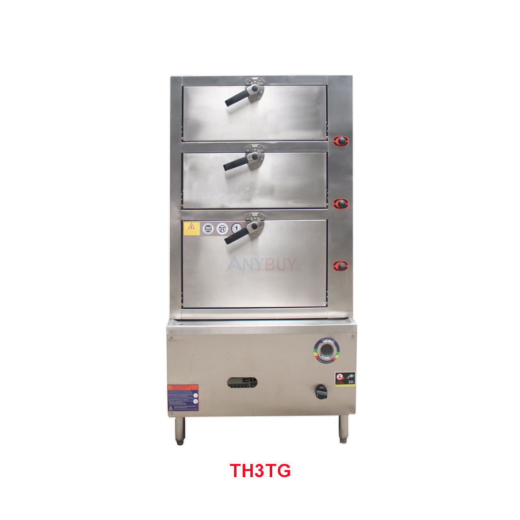 Tủ Hấp 3 Tầng Dùng Gas là một loại tủ hấp công nghiệp chuyên dụng, thường được sử dụng trong các nhà hàng, khách sạn, bếp ăn tập thể hoặc cơ sở kinh doanh thực phẩm quy mô lớn. Tủ hấp 3 tầng dùng gas