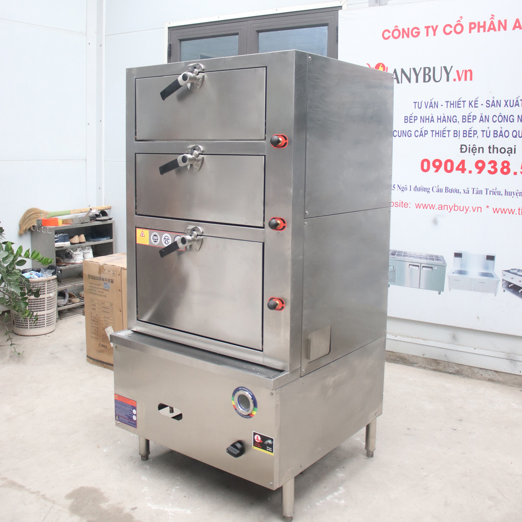 Đặc điểm nổi bật của tủ hấp 3 tầng dùng gas Tủ hấp 3 tầng dùng gas
