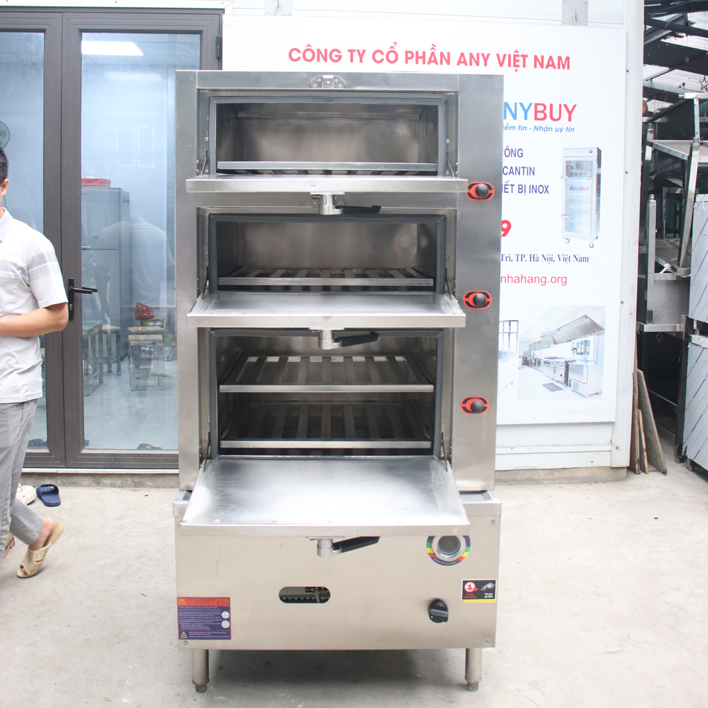 Ứng dụng phổ biến của tủ hấp 3 tầng dùng gas này Tủ hấp 3 tầng dùng gas