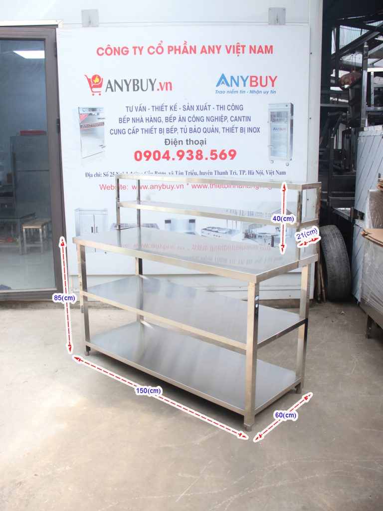 Bàn inox sơ chế kết hợp kệ inox