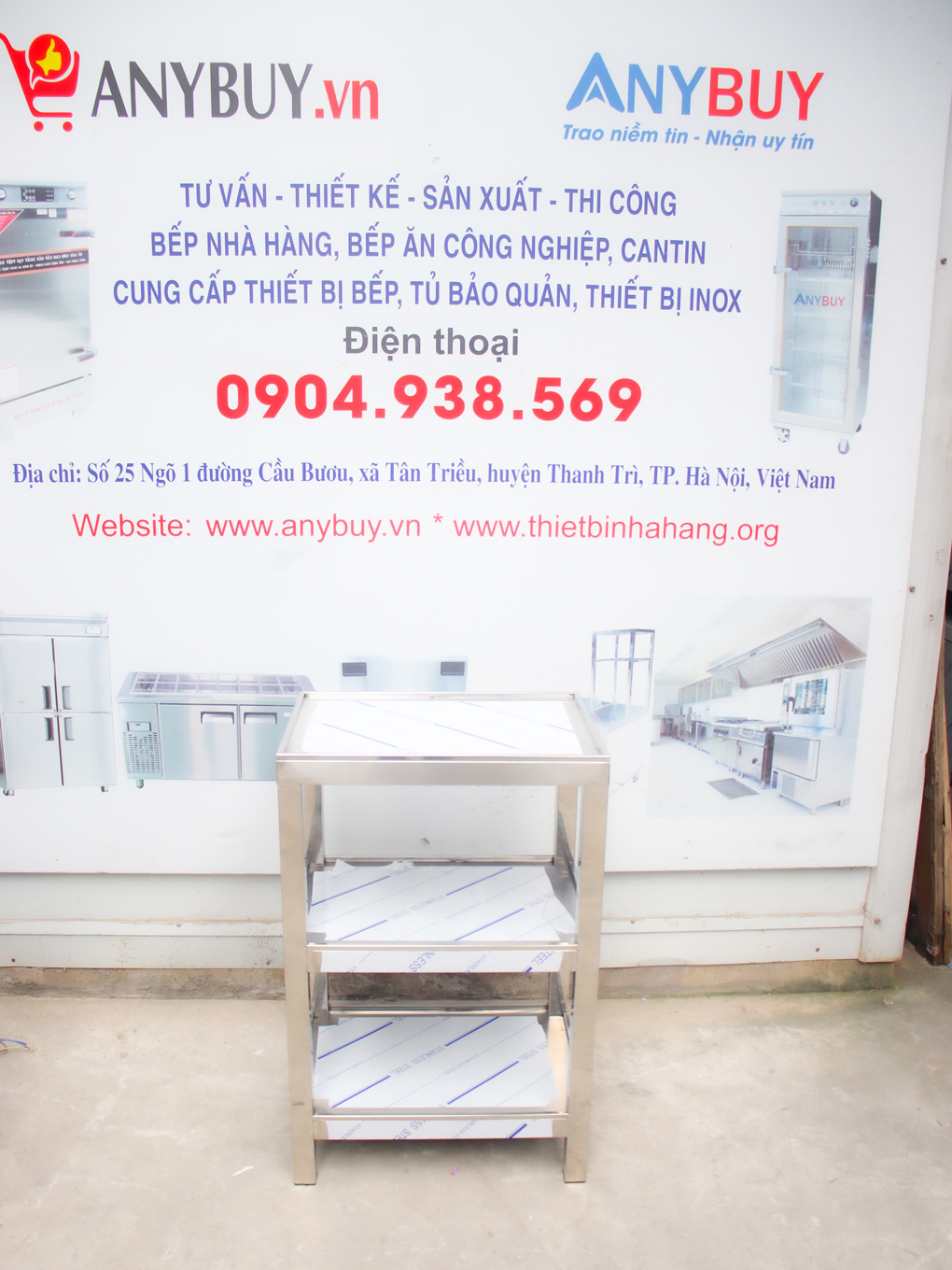 Kệ Inox 3 tầng KI-3T để máy đun nước 60 lít