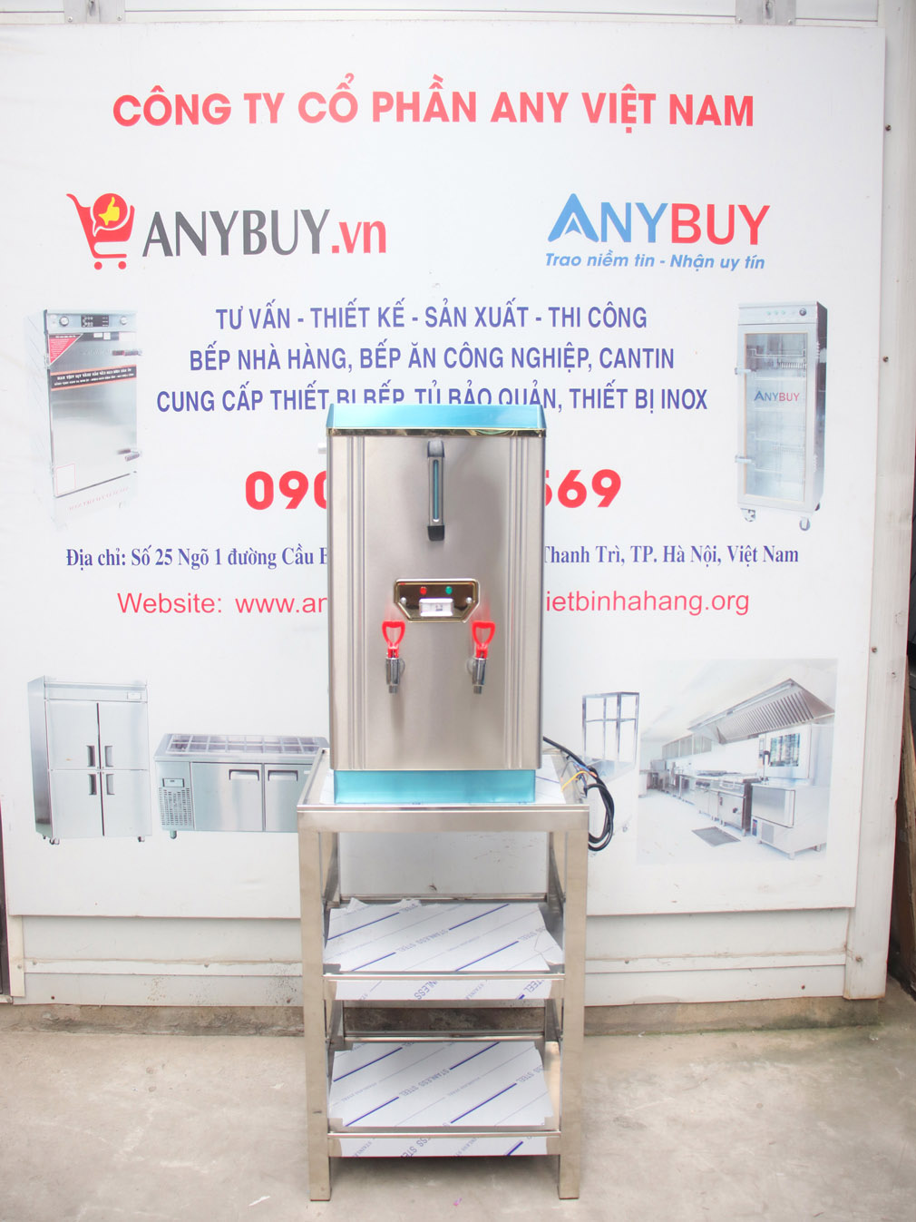 Kệ Inox 3 tầng KI-3T để máy đun nước 60 lít