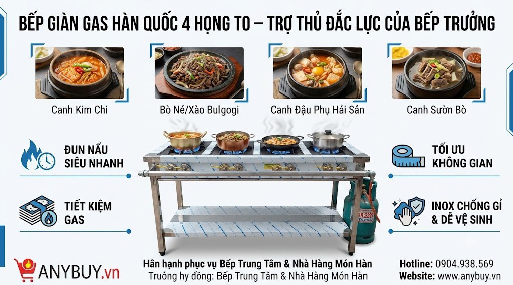 Bếp Giàn Gas Hàn Quốc 4 Họng To Trợ Thủ Đắc L Thiết Bị Nhà Hàng Bếp Giàn Gas Hàn Quốc 4 Họng To