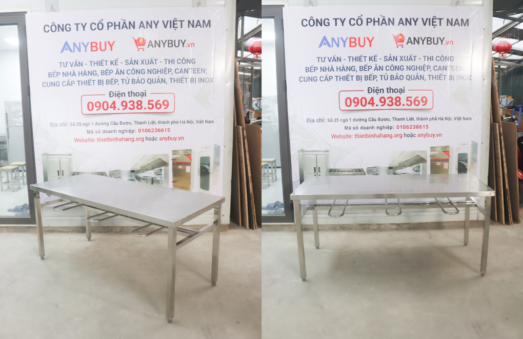 Bàn Ăn Inox Có Móc Treo Ghế