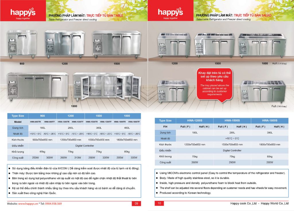 Bàn cấp đông lạnh happys Thiết Bị Nhà Hàng bàn cấp đông lạnh happys