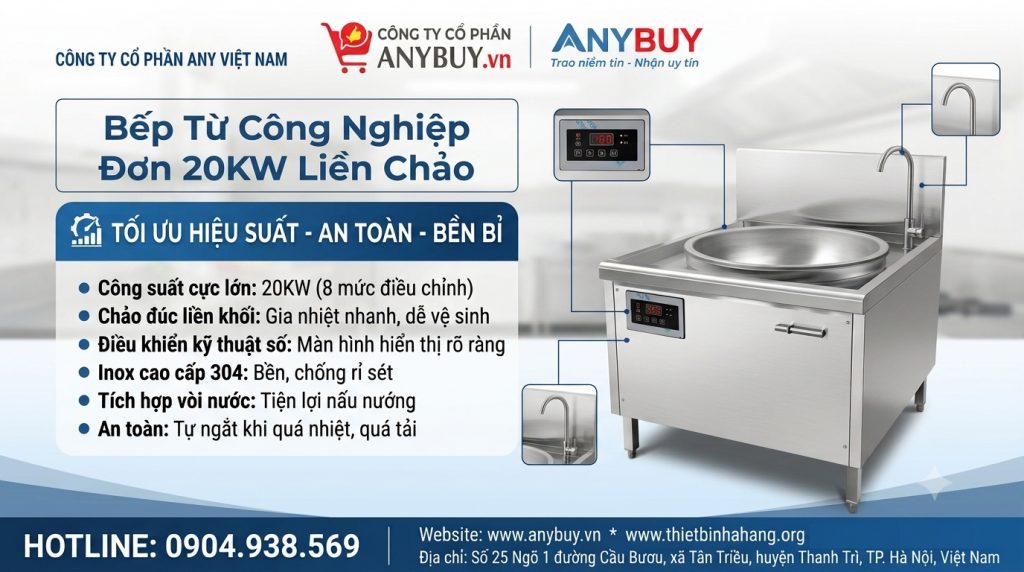 Bếp Từ 20KW Liền Chảo Thiết Bị Nhà Hàng Bếp Từ 20KW Liền Chảo