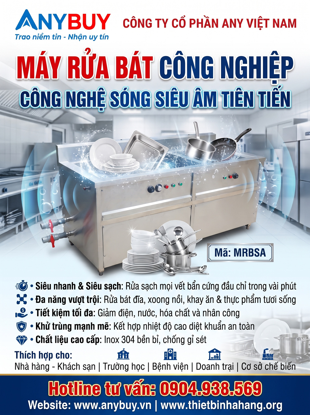 Máy Rửa Bát Công Nghiệp Công Nghệ Sóng Siêu Âm Tiên Tiến Thiết Bị Nhà Hàng Máy Rửa Bát Công Nghiệp Công Nghệ Sóng Siêu Âm
