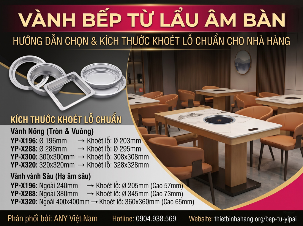 Vành Bếp Từ Lẩu Âm Bàn Hướng Dẫn Chọn Kích Thước Khoét Lỗ Chuẩn Cho Nhà Hàng
