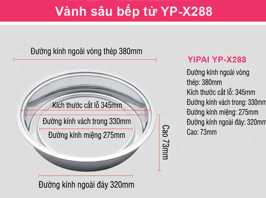 Vành Sâu Bếp Từ Yipai YP X288