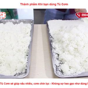 Khay cơm thành phẩm sau khi nấu bằng tủ cơm công ngh