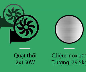 Thông số kỹ thuật của Bếp Á 2 họng gang có quạt thổi
