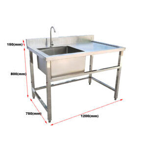 Chậu rửa công nghiệp 1 hố có bàn lệch trái