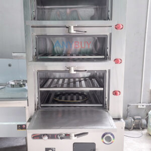 Các ngăn của Tủ hấp hải sản 3 tầng dùng gas