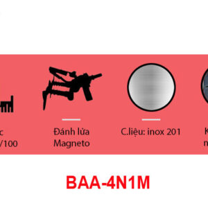 Thông số kỹ thuật Bếp âu 4 họng dùng gas chân thấp BAA-4N1M