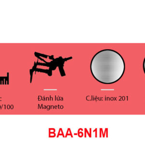 Thông số kỹ thuật Bếp âu 6 họng dùng gas chân cao BAA-6NFS