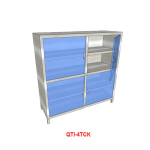 Mặt bên Tủ bếp inox 4 tầng cửa kính ANYBUY QTI-4TCK