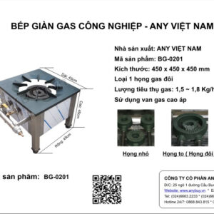 Thông số kỹ thuật Bếp hầm đơn 1 họng to BG-0201