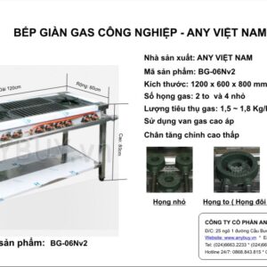 Bếp giàn gas công nghiệp 2 to 4 nhỏ BG-06Nv2