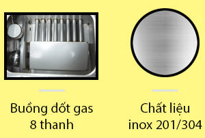 Thông số kỹ thuật Tủ nấu cơm 12 khay gas TCG-12KA