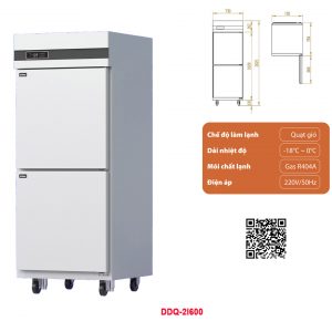 Tủ đông đứng 2 cánh DDQ-2I600 dung tích 600 lít
