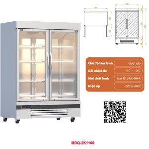 Tủ mát đứng 2 cánh kính MDQ-2K1100