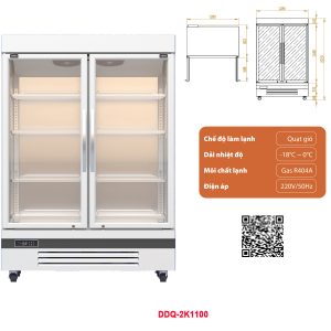 Tủ đông đứng 2 cánh kính DDQ-2K1100