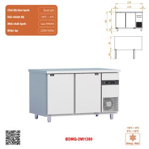 Tủ bàn đông mát quạt gió 2 cánh BDMQ-2MI1260