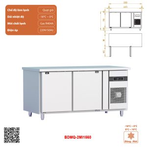 Tủ bàn đông mát quạt gió 2 cánh BDMQ-2MI1560