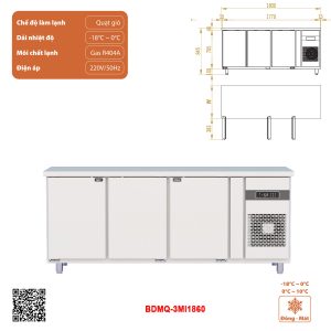 Tủ bàn đông mát quạt gió 3 cánh BDMQ-3MI1860