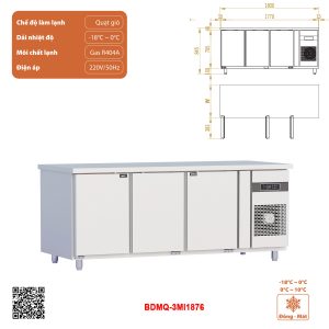 Tủ bàn đông mát quạt gió 3 cánh BDMQ-3MI1876