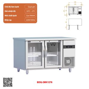 Tủ bàn đông quạt gió 2 cánh inox BDQ-2MK1276