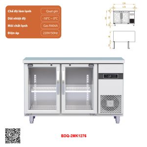 Tủ bàn đông quạt gió 2 cánh inox BDQ-2MK1276