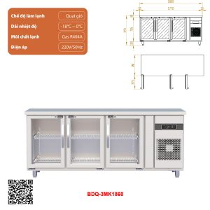 Tủ bàn đông quạt gió 3 cánh BDQ-3MK1860