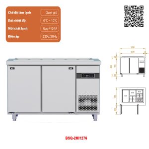 Tủ bàn salad quạt gió 2 cánh BSQ-2MI1276 dung tích 320 lít
