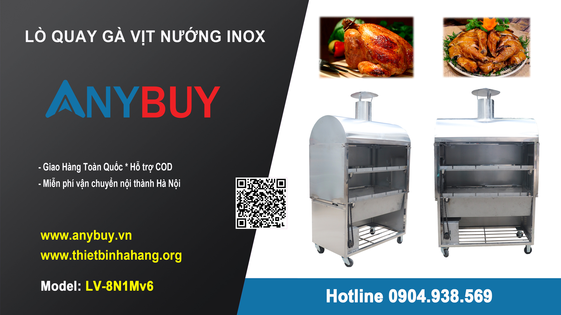 Bếp nướng gà vịt nguyên con, kết hợp quay lợn mán