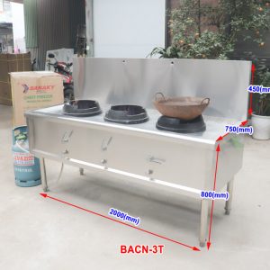 Kích thước Bếp Á Công Nghiệp 3 Họng Gas Van Thấp