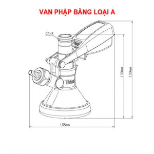 Kích thước Van Phập bia bằng loại A có van xả áp