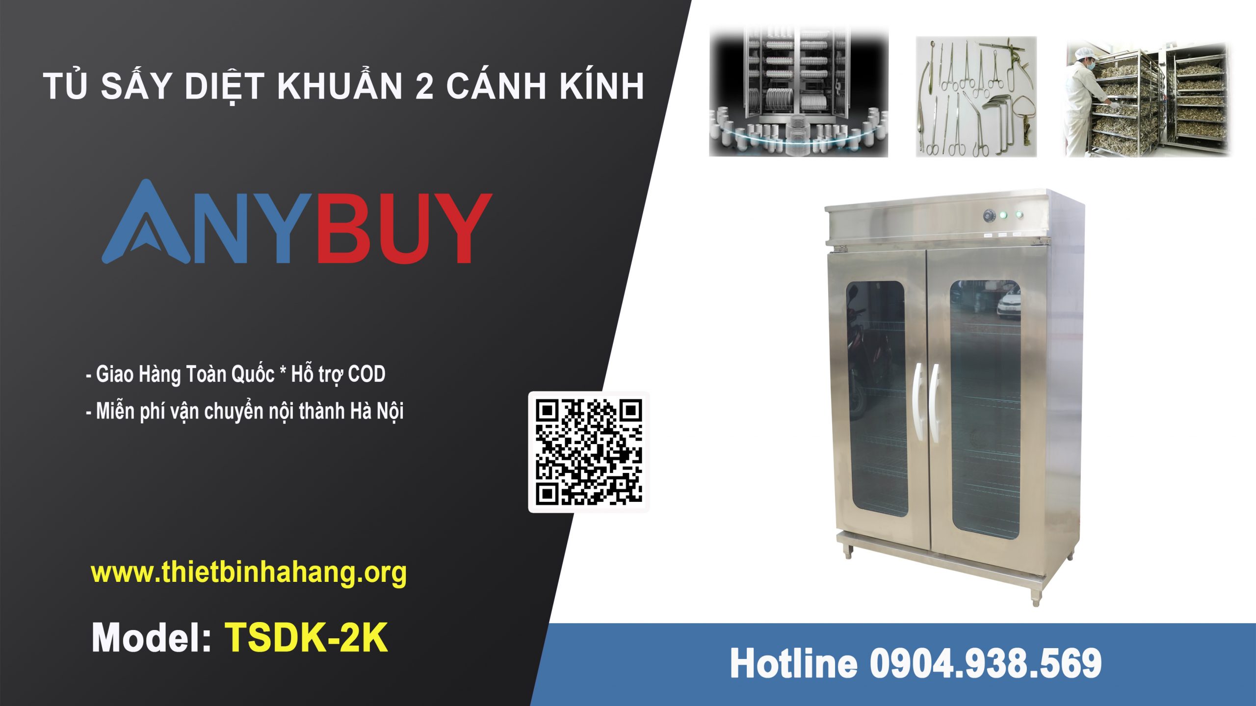 Tủ Sấy Diệt Khuẩn & Khử Trùng 2 Cánh Kính TSDK-2K