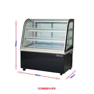 Kích thước Tủ trưng bày bánh kính cong Berjaya CCS09SB13-2FB dài 900