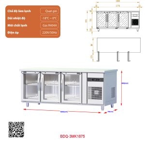 Tủ bàn đông quạt gió 3 cánh BDQ-3MK1875