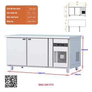 Tủ bàn mát quạt gió 2 cánh BMQ-2MI1575