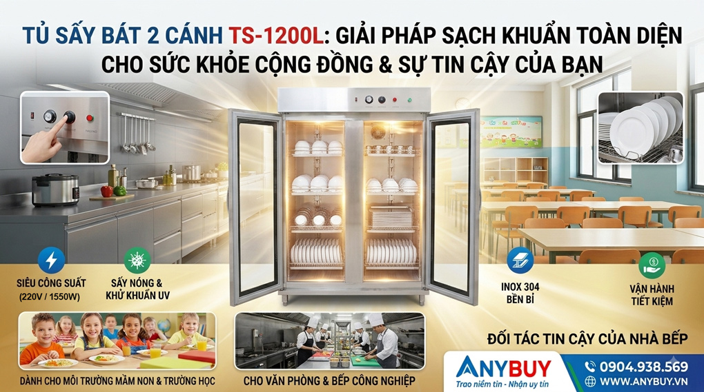 Tủ sấy bát đĩa 2 cánh TS 1200L