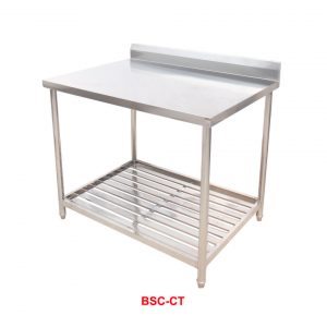 Bàn Sơ Chế Inox Chân Tròn có gờ (gáy)