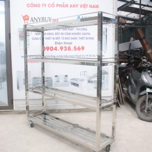 Kệ Inox 4 Tầng Có Bánh Xe